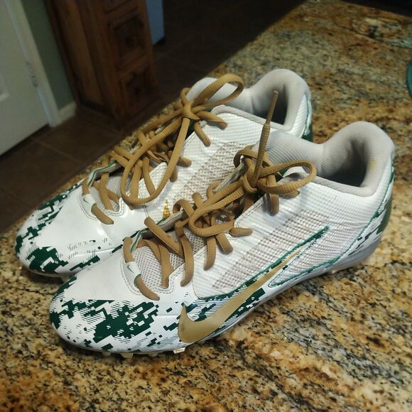 RARE Nike Alpha Pro Football Silver Cleats Men\'s Size 12.5 White Mid Flywire main image 6